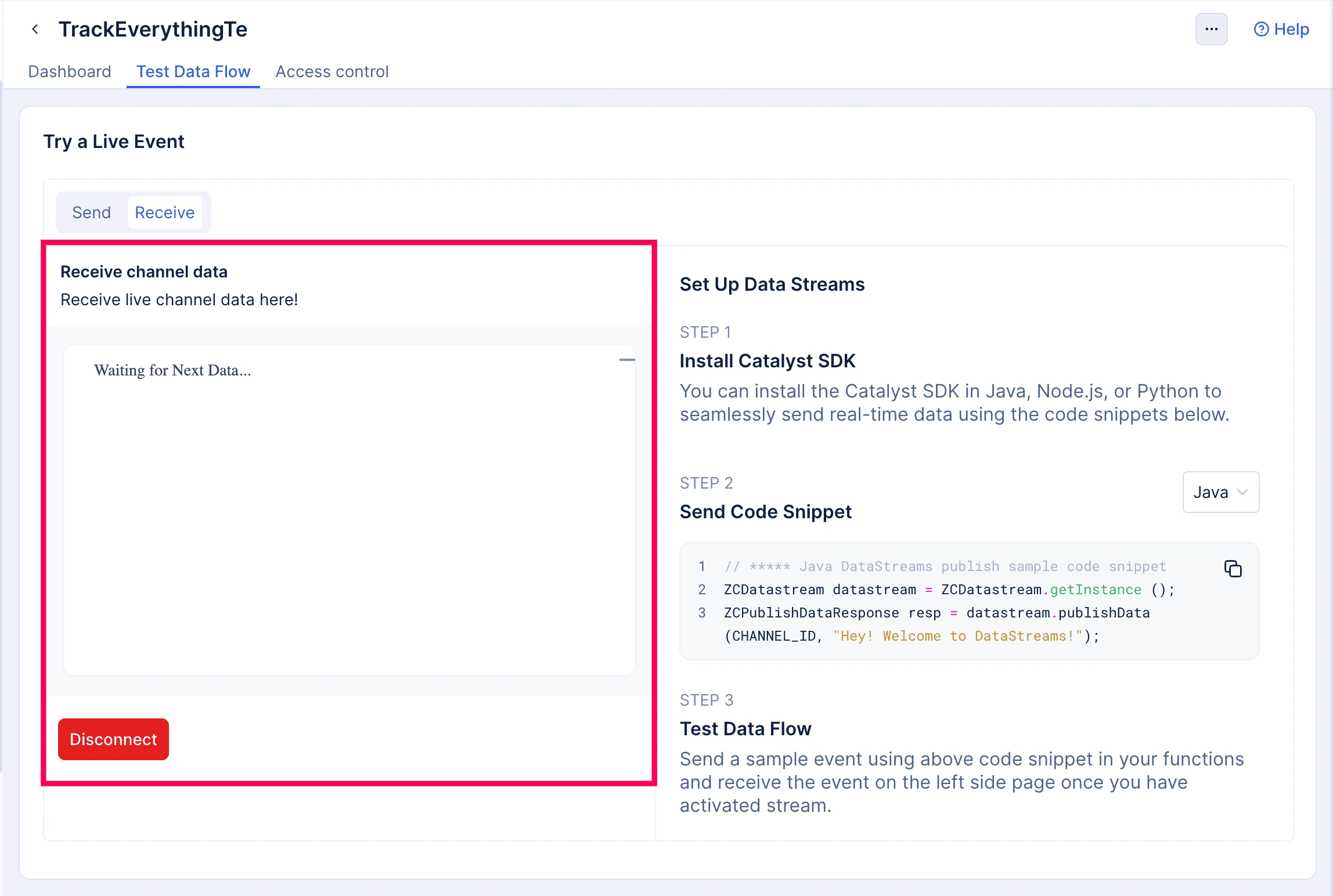 Activate Stream to start listening for events