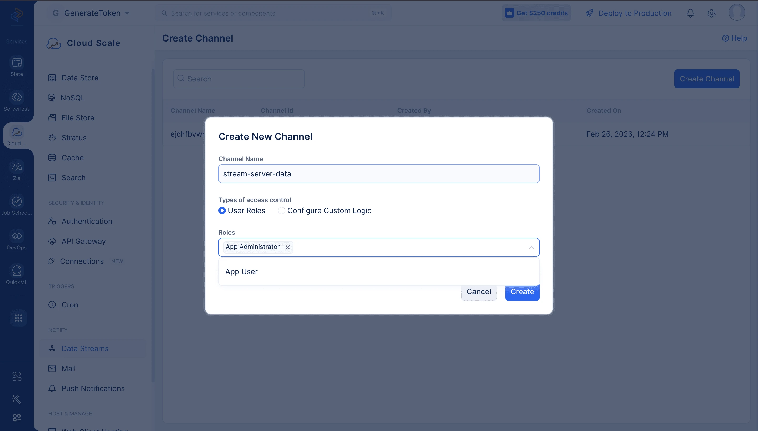 Select user roles for channel access control