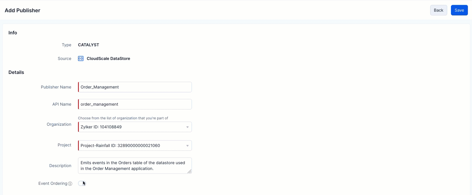 Habilitar Event Ordering