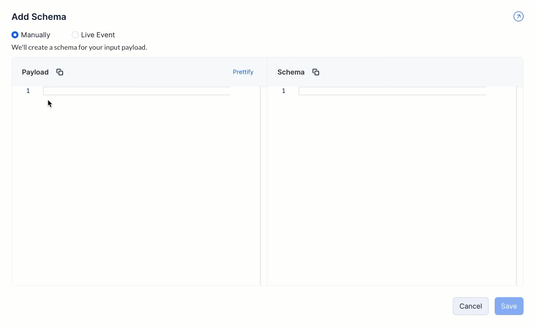 Manual Event Schema Generation