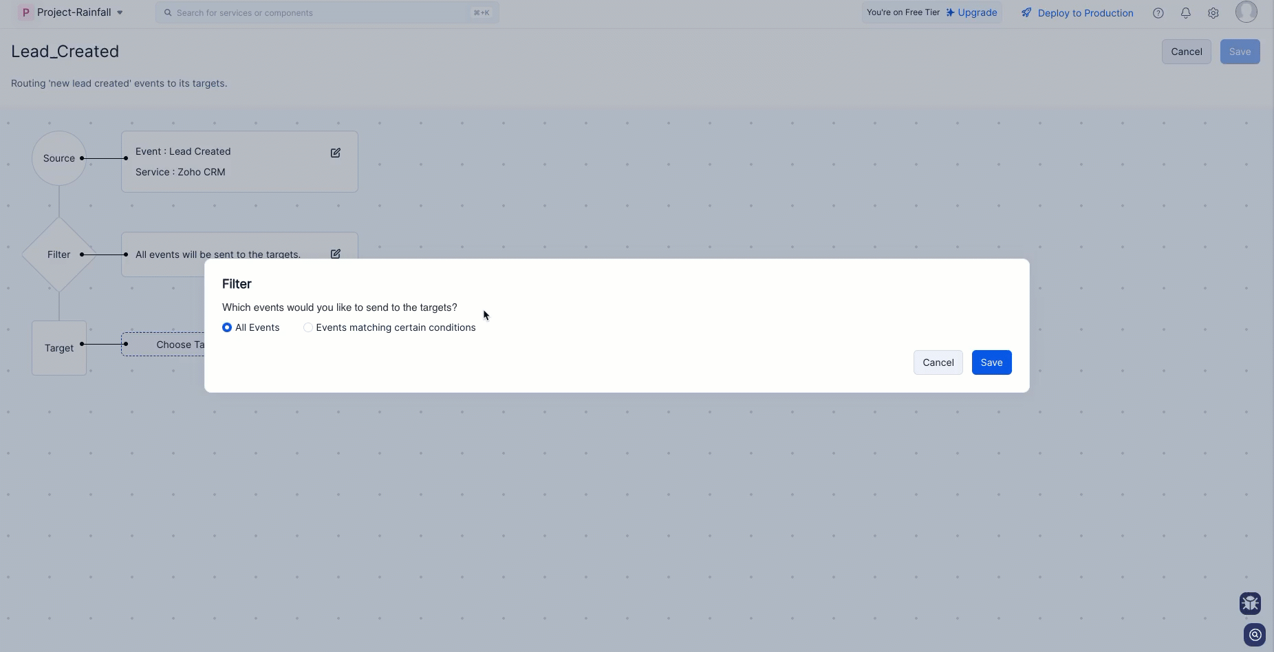Creating criteria for the filter