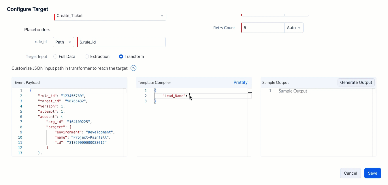 Mapping keys from the event payload