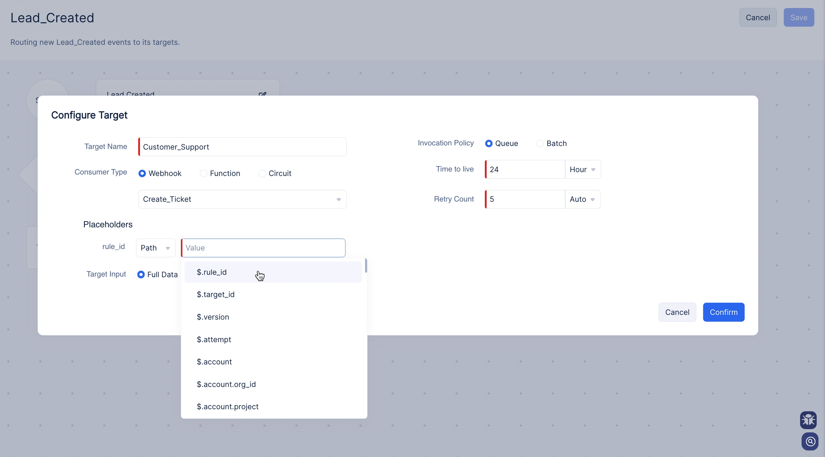 Providing a variable value to the placeholder