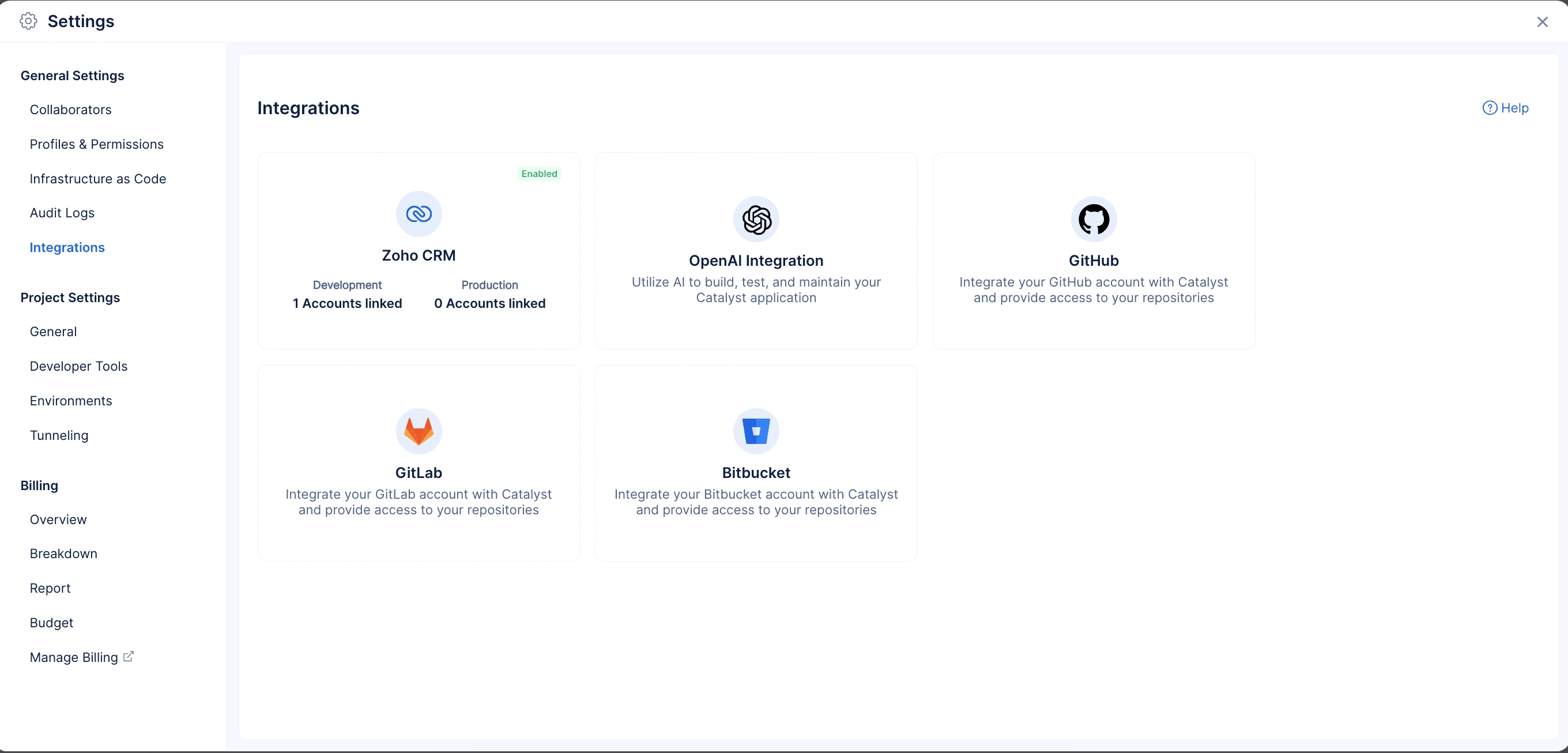 Integration settings