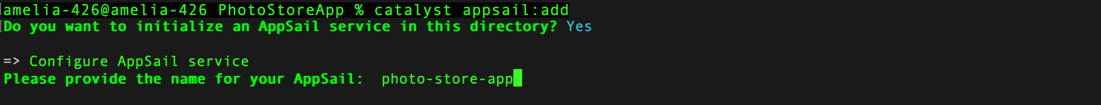 catalyst_tutorials_photostore_cli_appsail_init